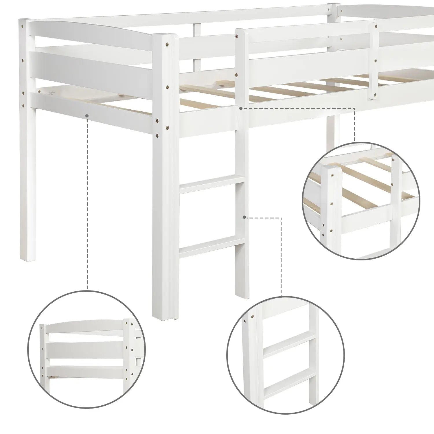 Bellemave® Twin Size Wood Low Loft Bed with Ladder Bellemave®