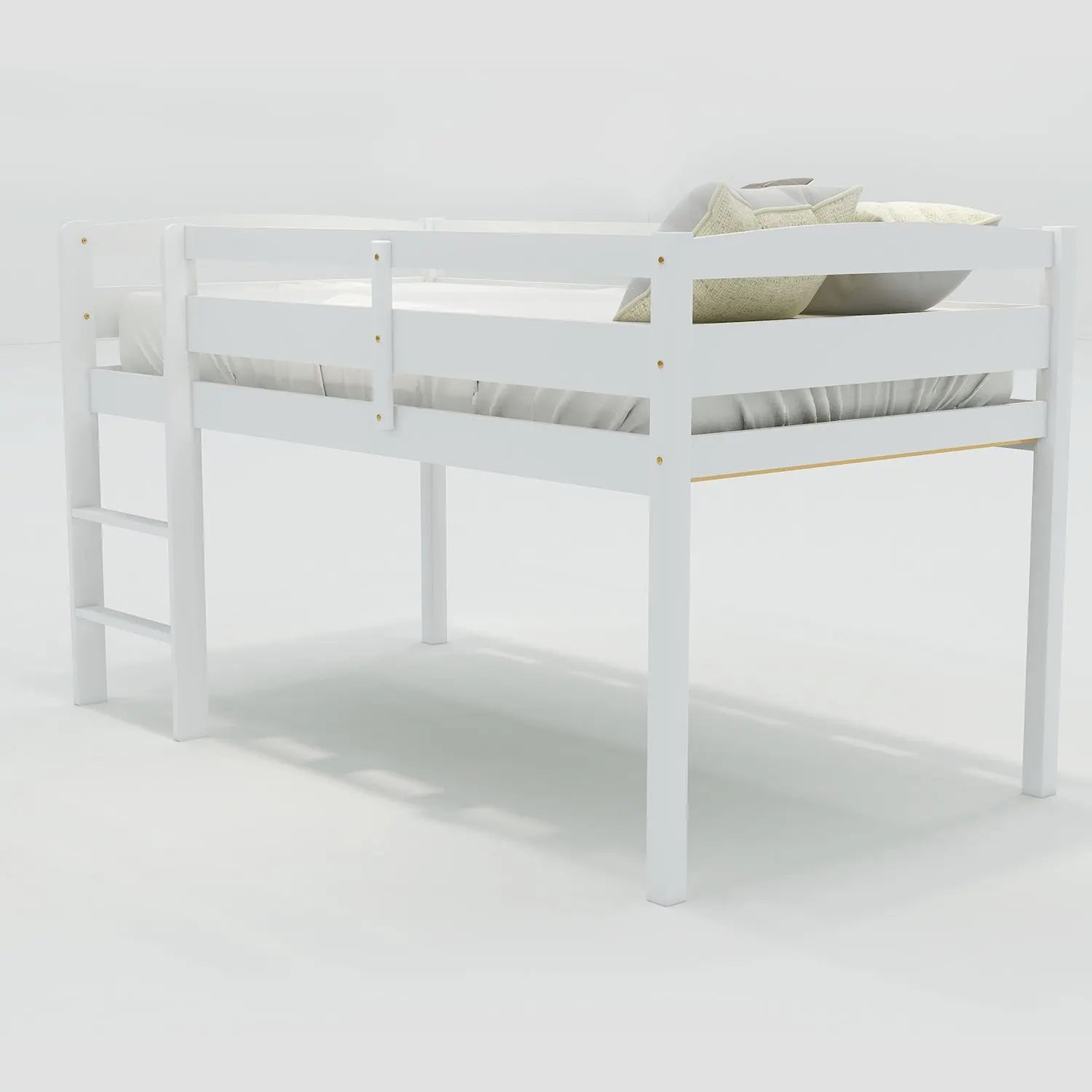 Bellemave® Twin Size Wood Low Loft Bed with Ladder Bellemave®