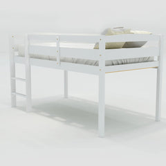 Bellemave® Twin Size Wood Low Loft Bed with Ladder Bellemave®