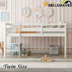 Bellemave® Twin Size Wood Low Loft Bed with Ladder