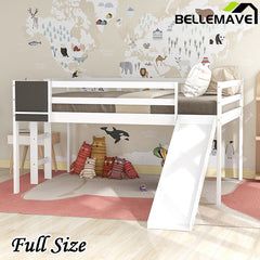 Bellemave® Low Loft Bed with Slide, Ladder and Chalkboard