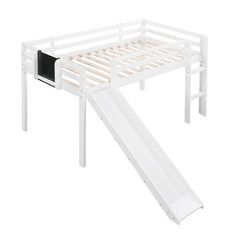 Bellemave® Low Loft Bed with Slide, Ladder and Chalkboard