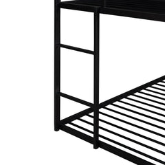 Bellemave Twin Size Metal House Bunk Bed Built-in Ladder Bellemave