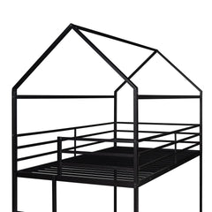 Bellemave Twin Size Metal House Bunk Bed Built-in Ladder Bellemave