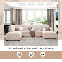 Bellemave 116.9" Modern Large U-Shape Sectional Sofa, Double Extra Wide Chaise Lounge Couch