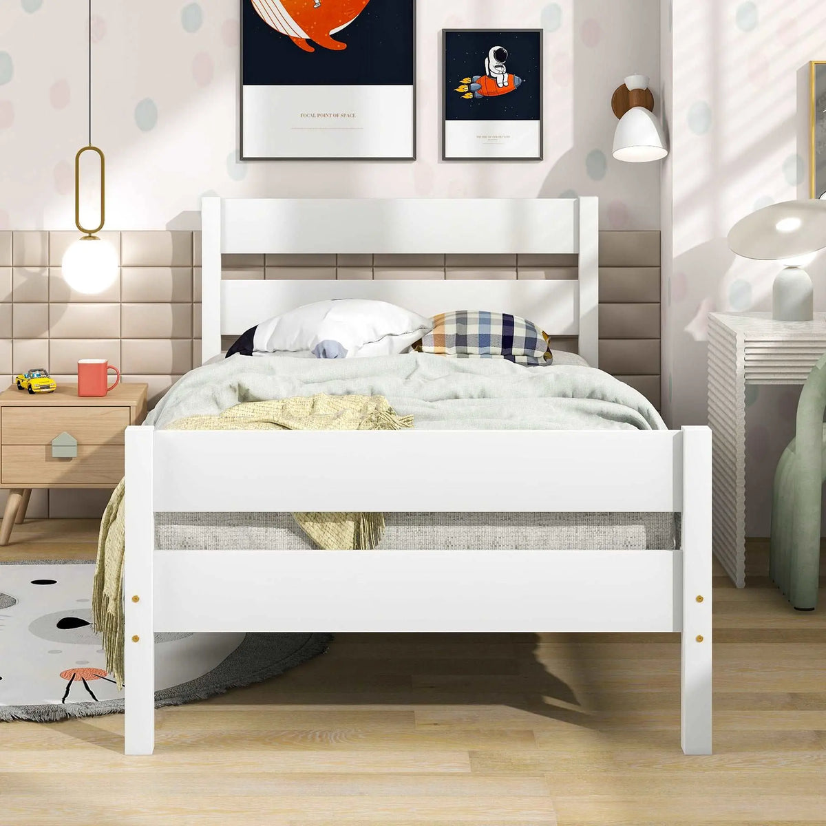 Bellemave Twin Size Platform Bed with Headboard and Footboard