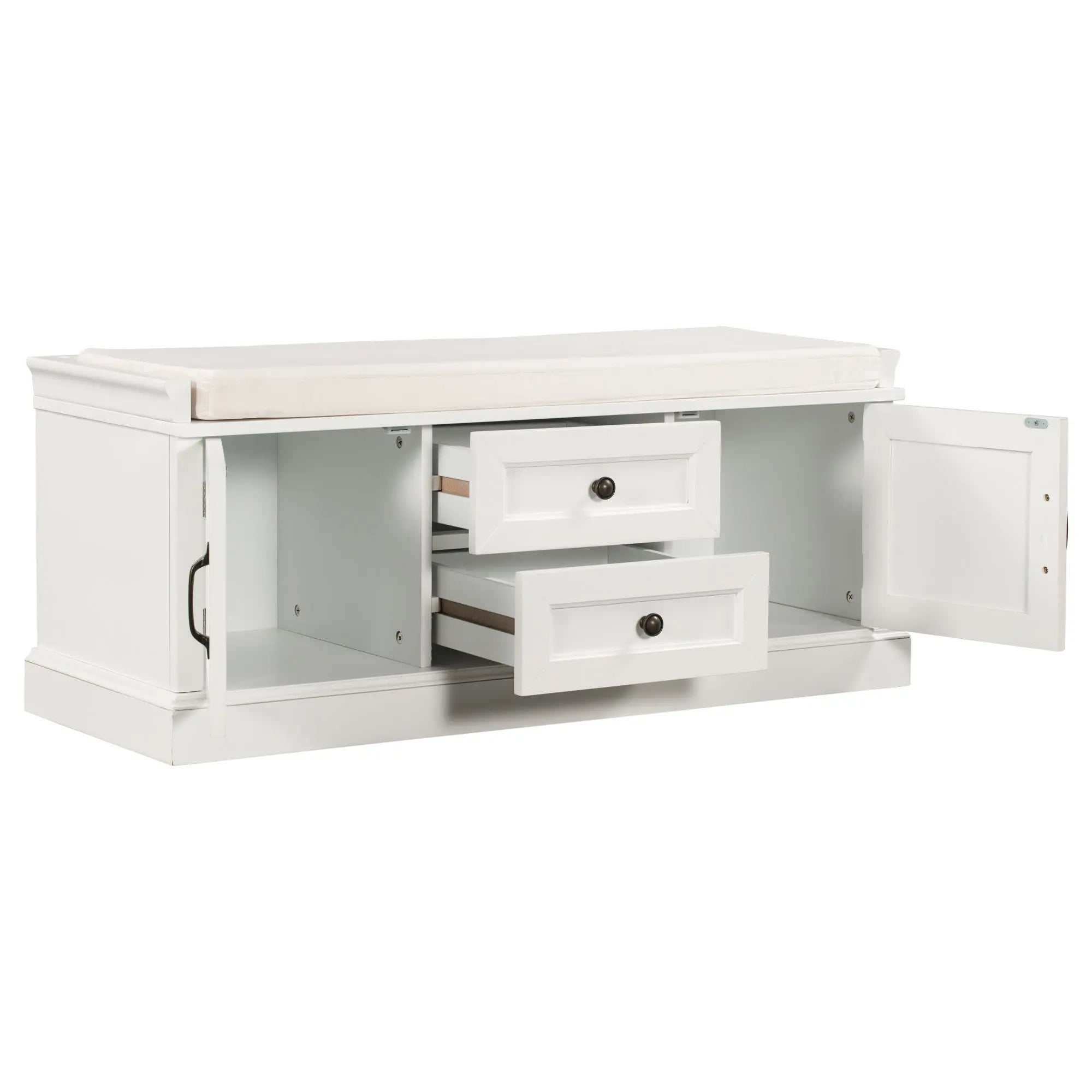 Bellemave® Storage Bench with 2 Drawers and 2 Cabinets Bellemave®