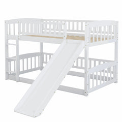 Bellemave® Low Bunk Bed with Fence and Ladder