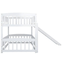 Bellemave® Floor Bunk Bed with Fence and Ladder