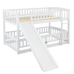 Bellemave® Floor Bunk Bed with Fence and Ladder