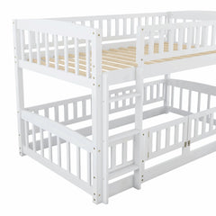 Bellemave® Low Bunk Bed with Fence and Ladder