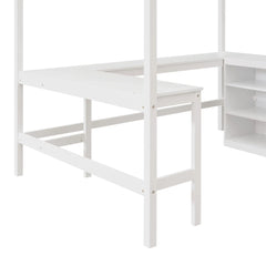 Bellemave Full size Loft Bed with Shelves and Desk Bellemave