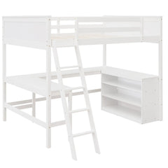 Bellemave Full size Loft Bed with Shelves and Desk Bellemave