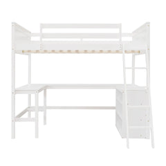 Bellemave Full size Loft Bed with Shelves and Desk Bellemave