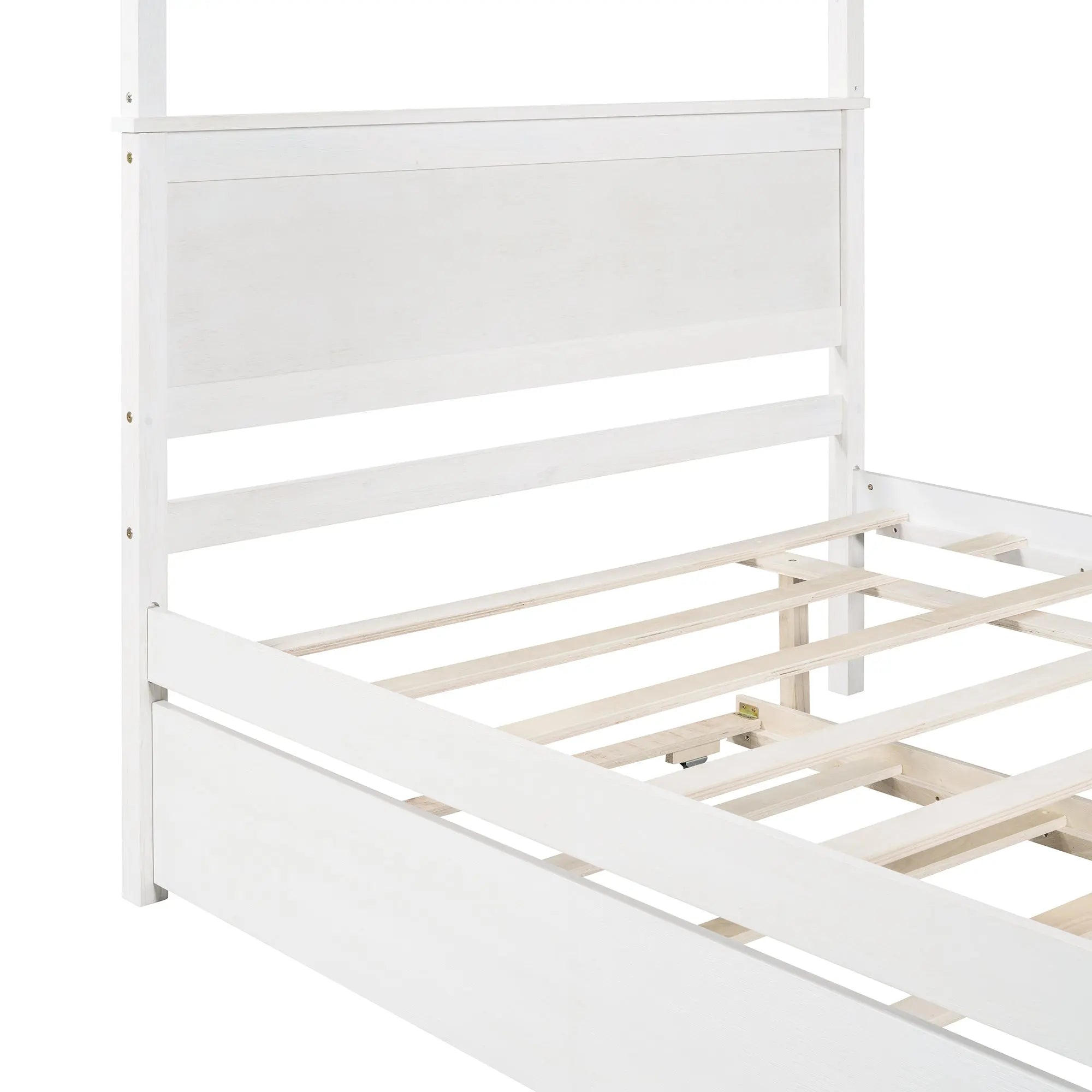 Bellemave® Full Size Wood Canopy Platform Bed with Trundle and Support Slats Bellemave®