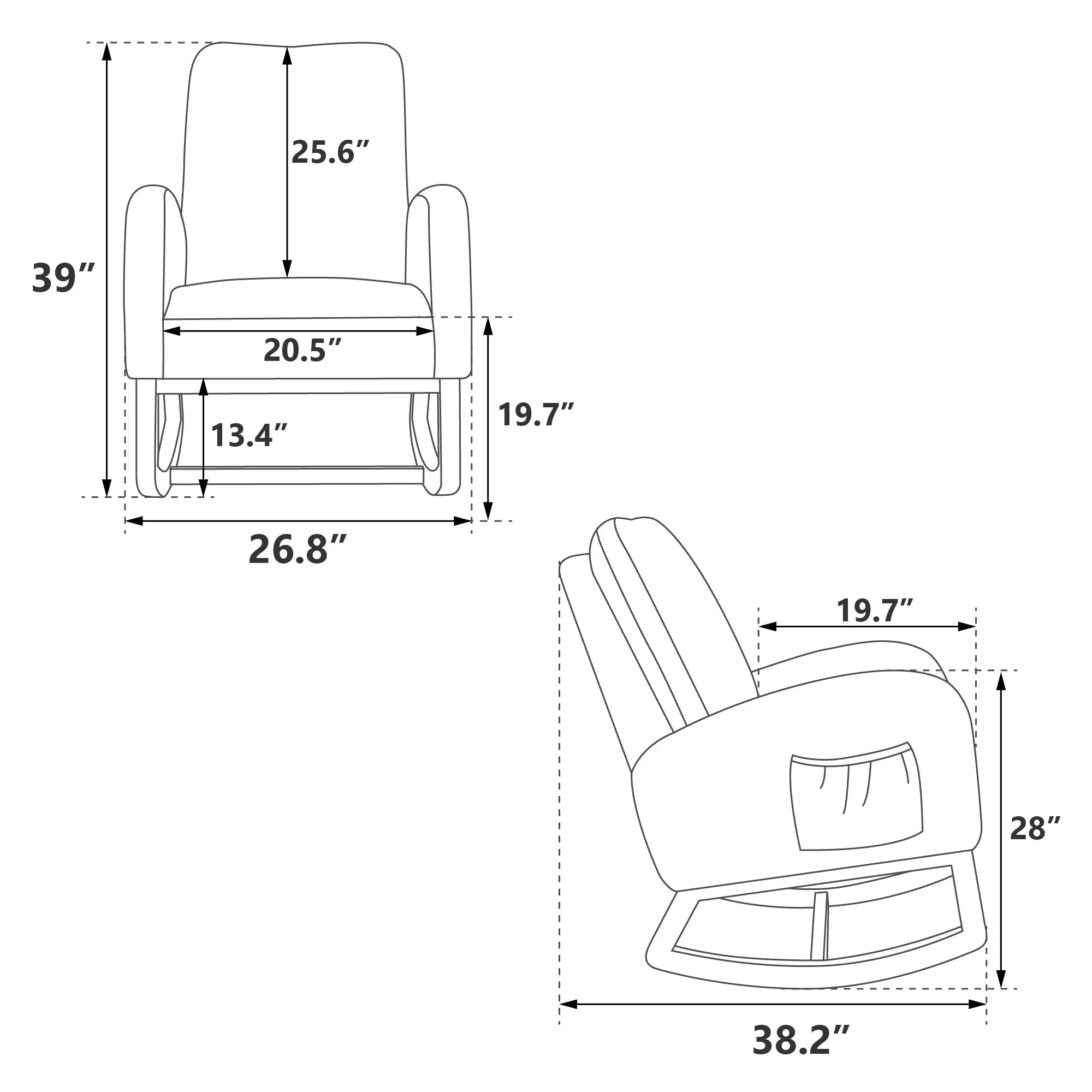 Bellemave Toddler Upholstered High Back Wooden Rocking Chair with Side Pocket Bellemave