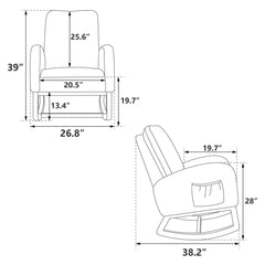 Bellemave Toddler Upholstered High Back Wooden Rocking Chair with Side Pocket Bellemave