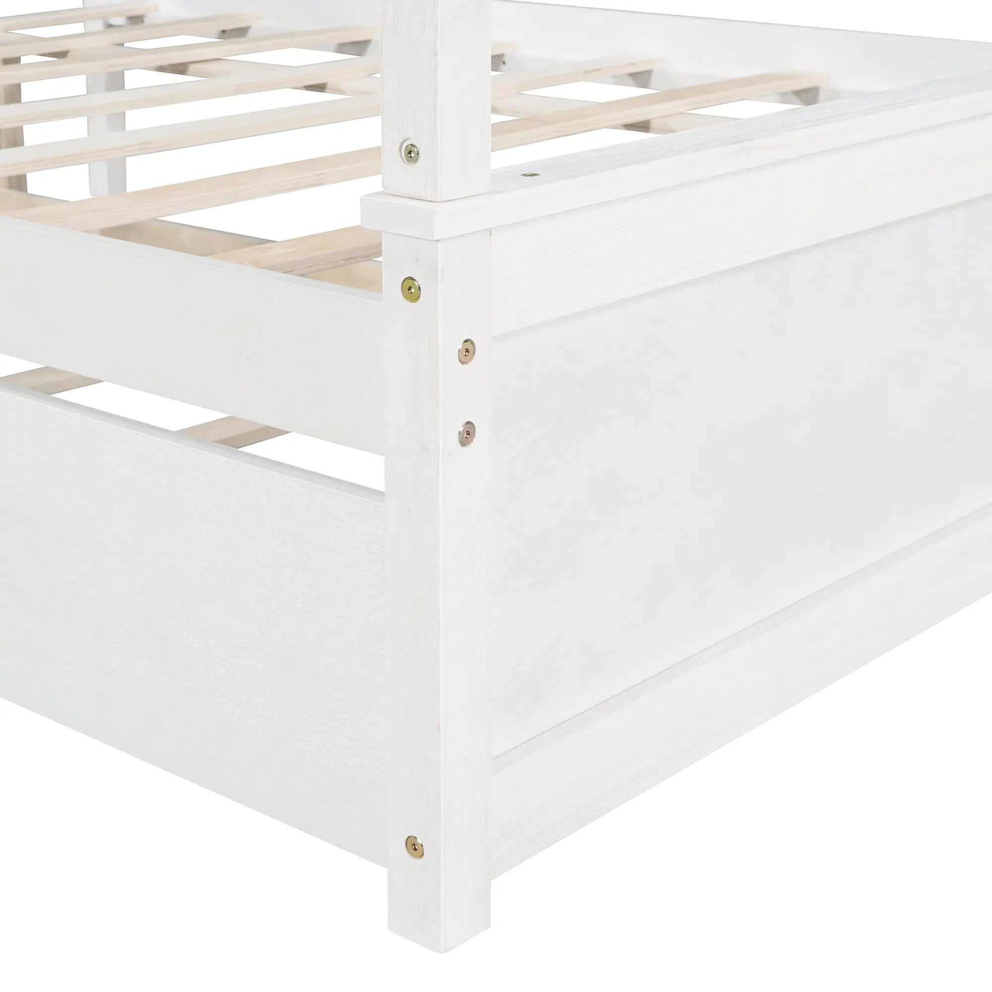 Bellemave® Full Size Wood Canopy Platform Bed with Trundle and Support Slats Bellemave®