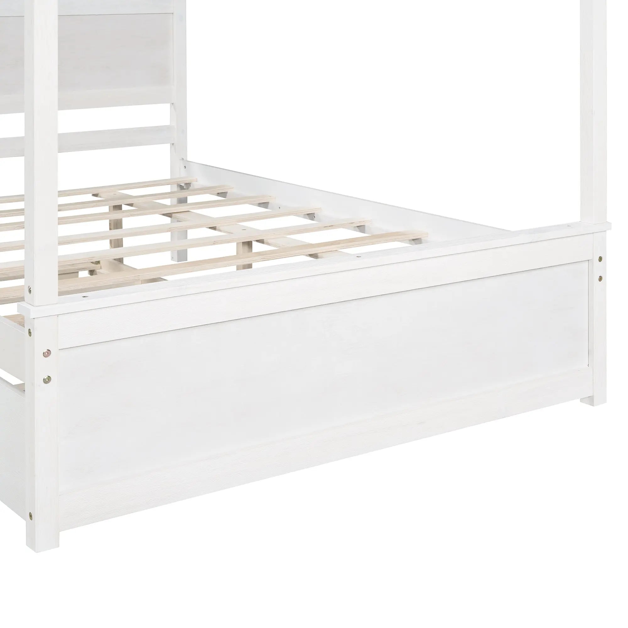 Bellemave® Full Size Wood Canopy Platform Bed with Trundle and Support Slats Bellemave®