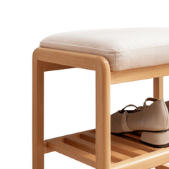 Bellemave Natural Solid Wood Shoe Bench with High Rebound Sponge Cushion Bellemave