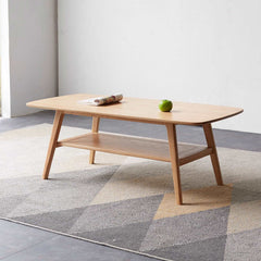 Bellemave 100% Solid Wood Center Table Low Table with Storage Shelf