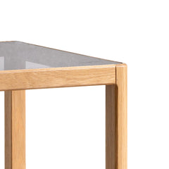 Bellemave Natural Oak Wood End Table with Tempered Glass Bellemave