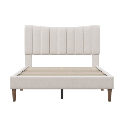 Bellemave Upholstered Platform Bed Frame with Vertical Channel Tufted Headboard