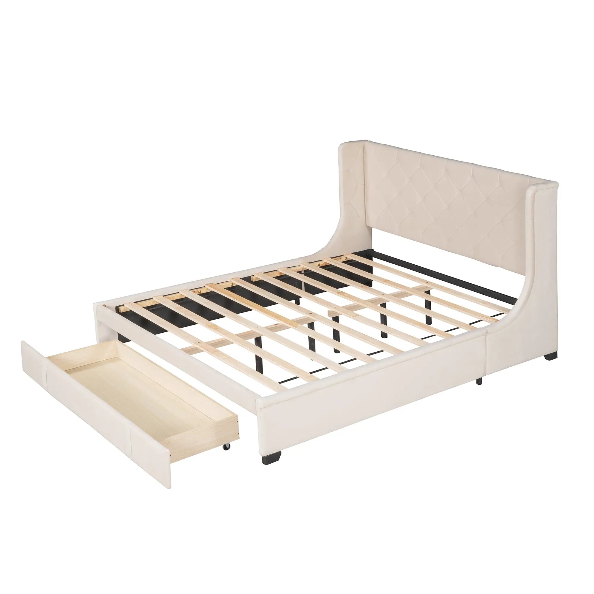 Bellemave® Queen Size Velvet Upholstered Platform Bed