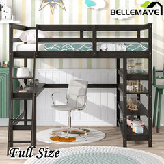 Bellemave® Loft Bed with Desk,Ladder and Shelve