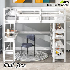 Bellemave® Loft Bed with Desk,Ladder and Shelve