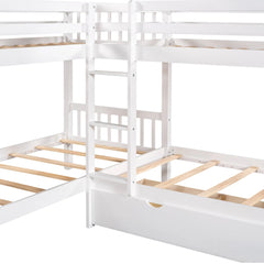 Bellemave® Twin Size L-Shaped Bunk Bed with Drawers