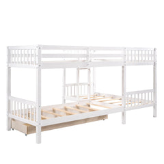 Bellemave® Twin Size L-Shaped Bunk Bed with Drawers