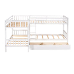 Bellemave® Twin Size L-Shaped Bunk Bed with Drawers