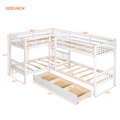 Bellemave® Twin Size L-Shaped Bunk Bed with Drawers