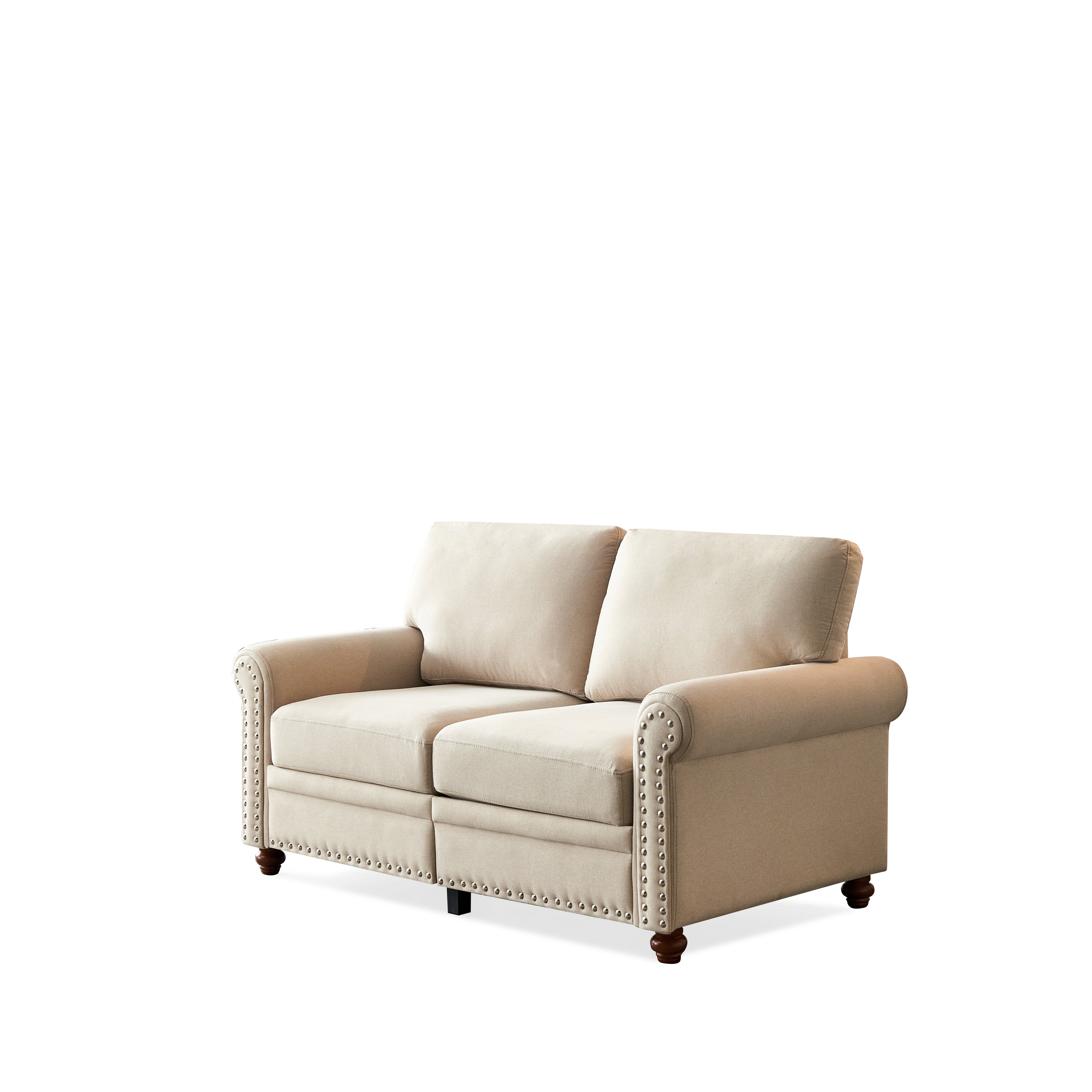 Bellemave 59.5" Linen Fabric Upholstery with Storage Loveseat