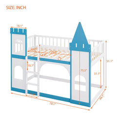 Bellemave® Twin Size Castle Bunk Bed with Ladder Bellemave®