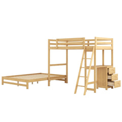 Bellemave® Twin over Full Bunk Bed with Built-in Desk and Three Drawers Bellemave®