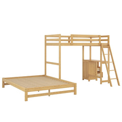 Bellemave® Twin over Full Bunk Bed with Built-in Desk and Three Drawers Bellemave®