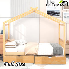 Bellemave® Full Size House Bed with Two Drawers,Headboard and Footboard