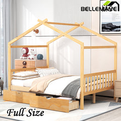 Bellemave® Full Size House Bed with Two Drawers,Headboard and Footboard