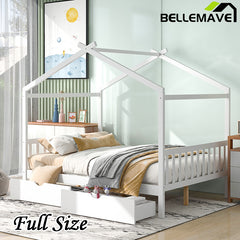 Bellemave® Full Size House Bed with Two Drawers,Headboard and Footboard