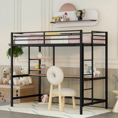 Bellemave® Metal Loft Bed with Desk and Shelve Bellemave®