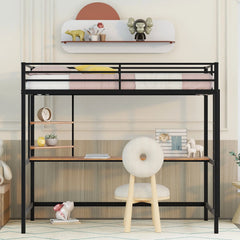 Bellemave® Metal Loft Bed with Desk and Shelve Bellemave®