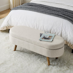 Bellemave® Ottoman Oval Storage Bench with Rubber Wood Legs Bellemave®