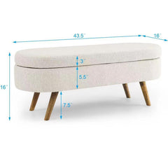 Bellemave® Ottoman Oval Storage Bench with Rubber Wood Legs Bellemave®