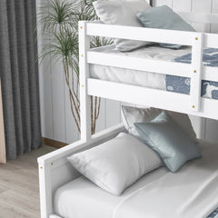 Bellemave® Twin over Full Wood Bunk Bed with 2 Drawers,Slide and Shelves