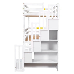 Bellemave® Twin over Twin & Twin Triple Bunk Bed with Storage Staircase Bellemave®