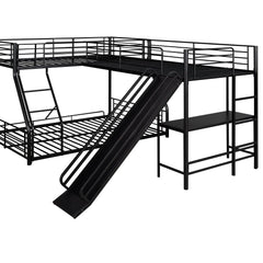 Bellemave® Twin over Full L-Shaped Bunk Bed with Twin Size Loft Bed,Built-in Desk and Slide Bellemave®