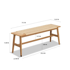 Bellemave Design Natural Oak Wood Dining Bench Bed Bench Bellemave