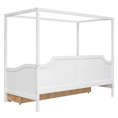 Bellemave® Twin Size Wooden Canopy Daybed with 3 in 1 Storage Drawers